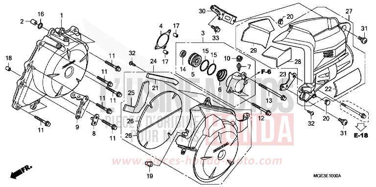 COUVERCLE DE GENERATEUR C.A. de VFR1200F DCT CANDY PROMINENCE RED (R342) 2010